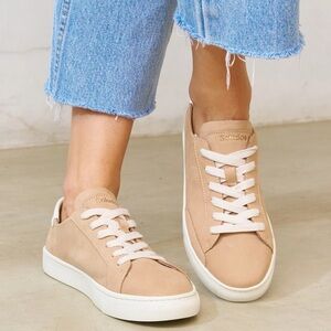 NWOB Soludos Ibiza Classic Leather Sneaker in Champagne Pink Women's Size 8